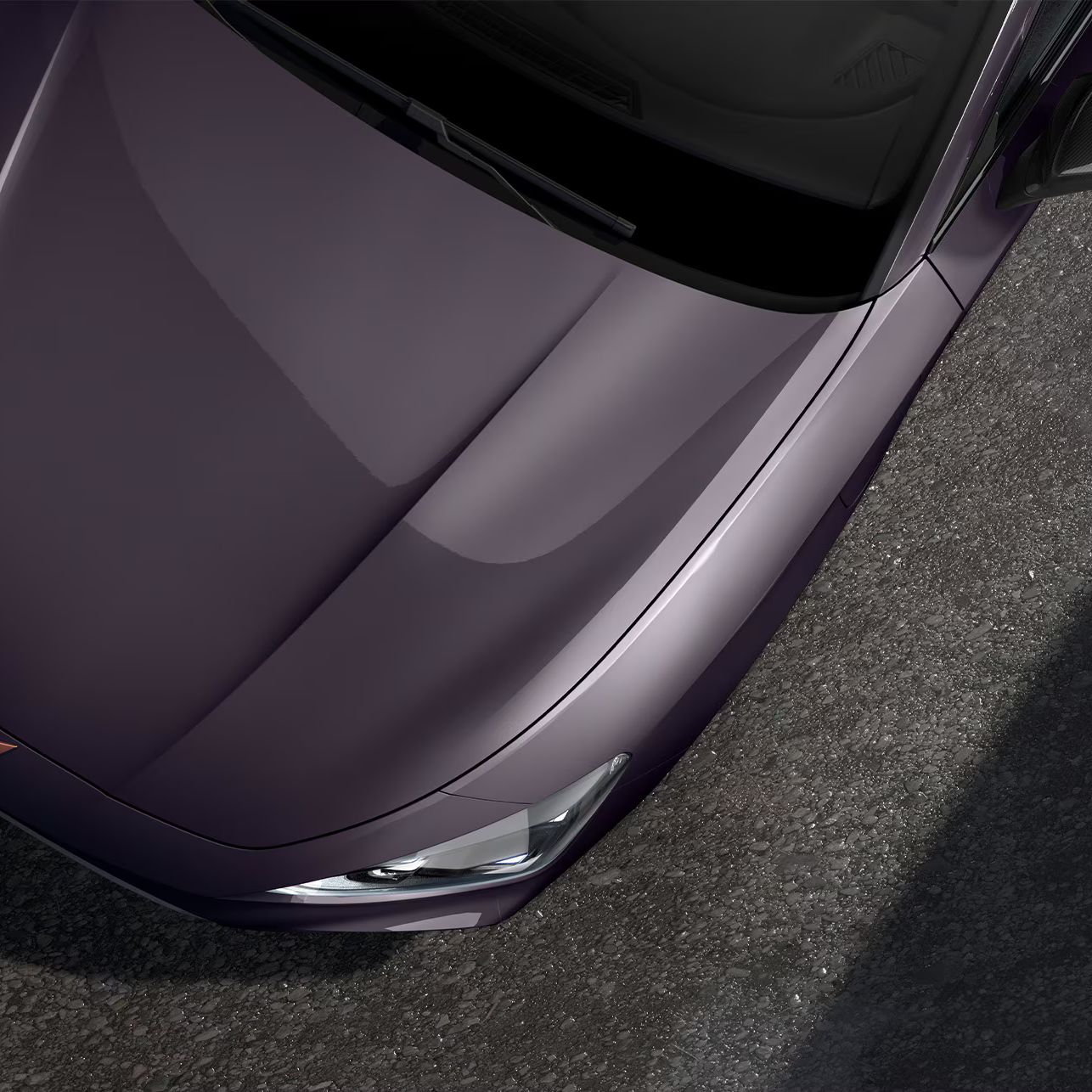 Vista aérea do capô do novo CUPRA Leon Sportstourer 2025 em Dark Void.
