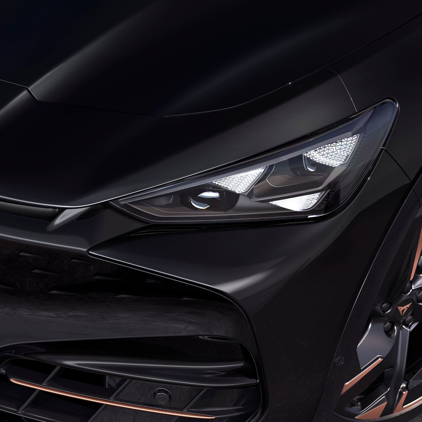 novo CUPRA tavascan na cor preto midnight.