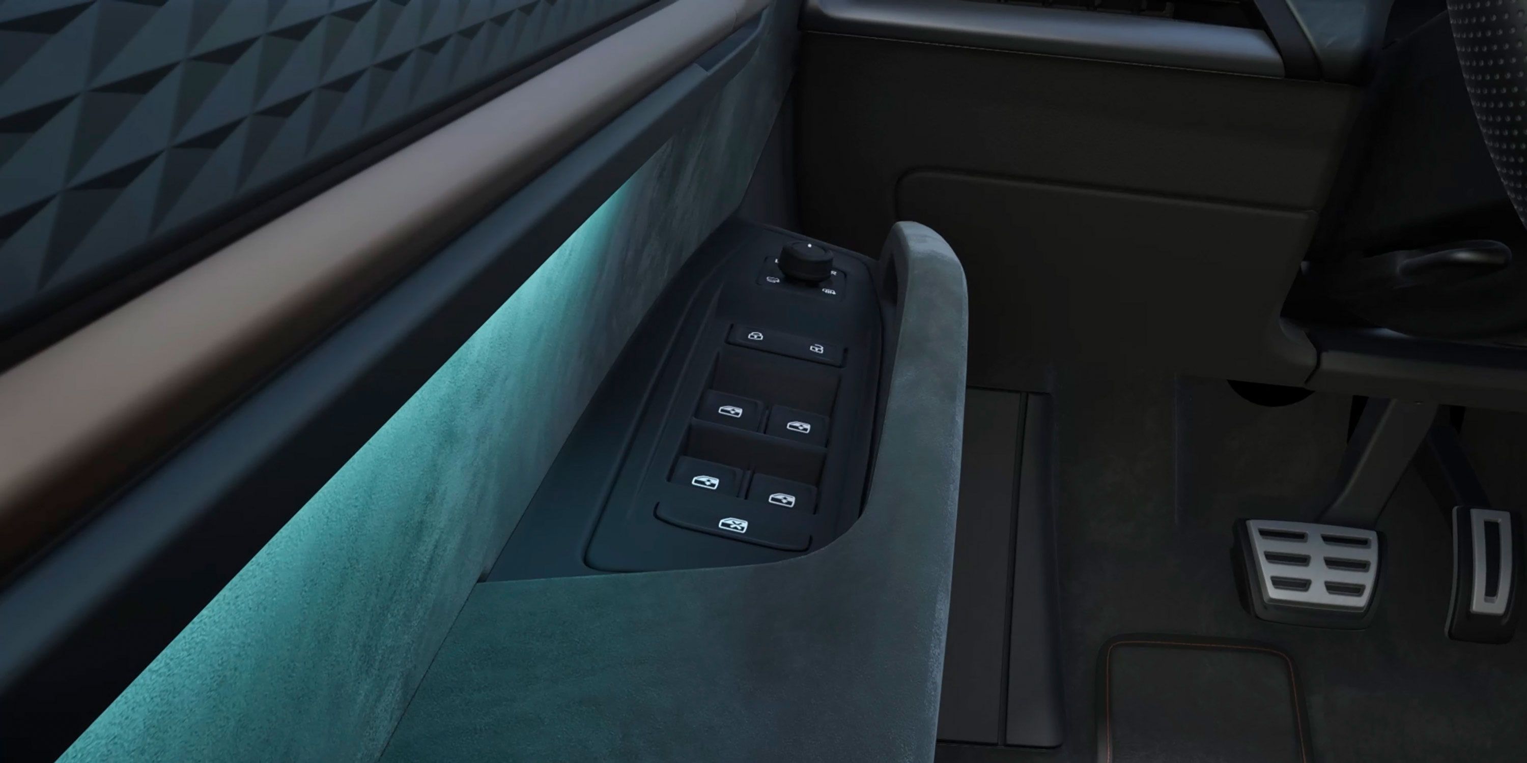 Innenansicht eines CUPRA Born mit blauer Ambientebeleuchtung