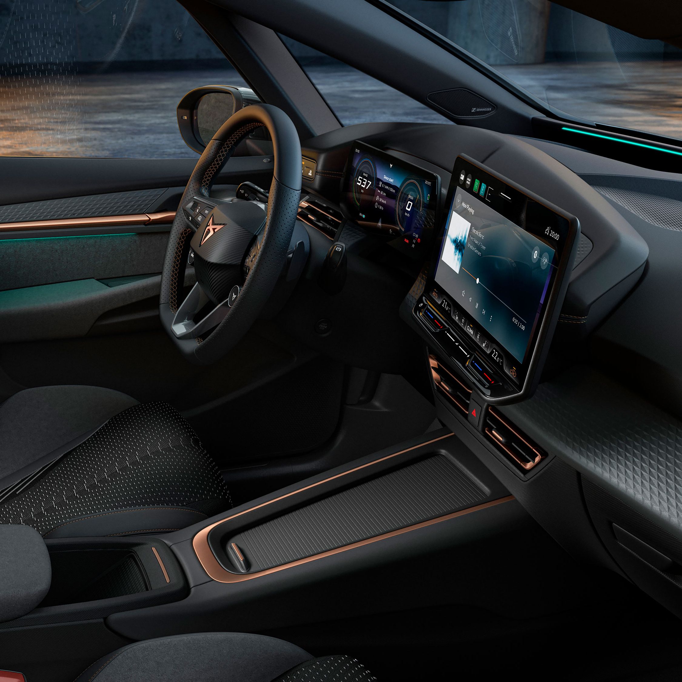 Cockpit digital e volante do CUPRA Born