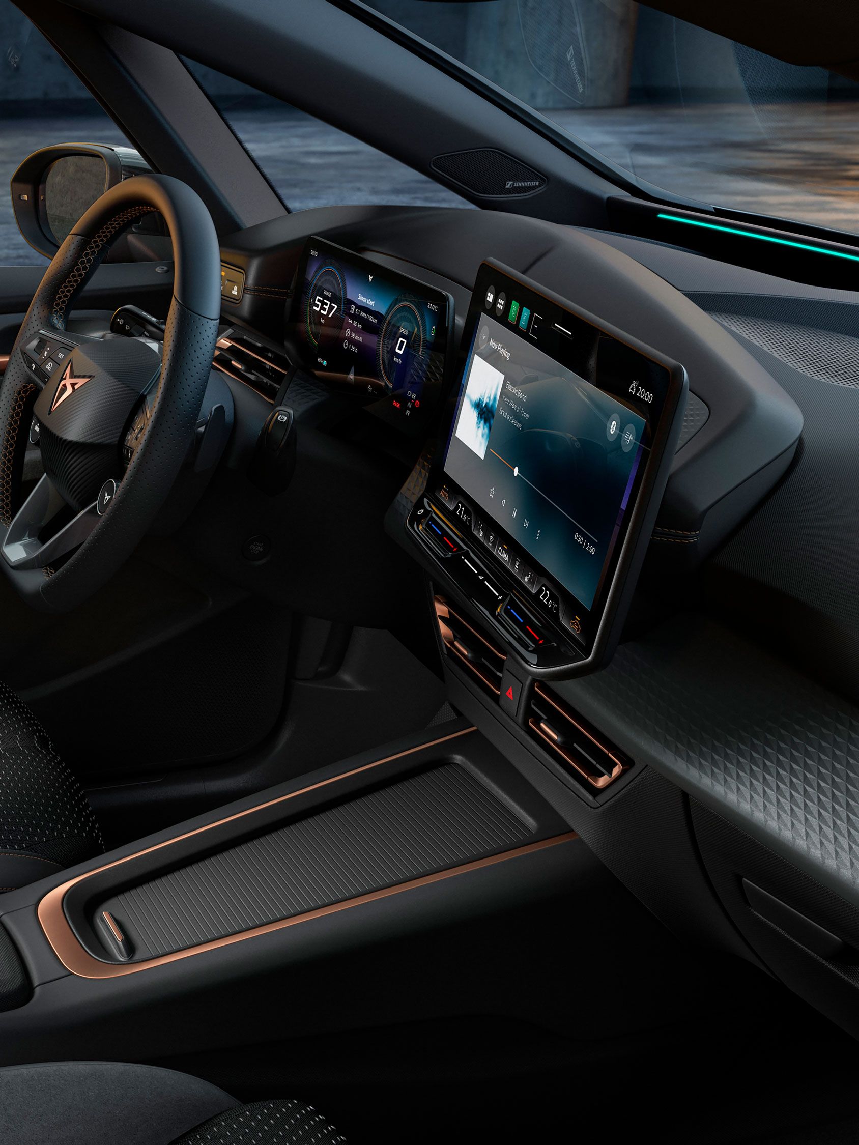 Cockpit digital e volante do CUPRA Born