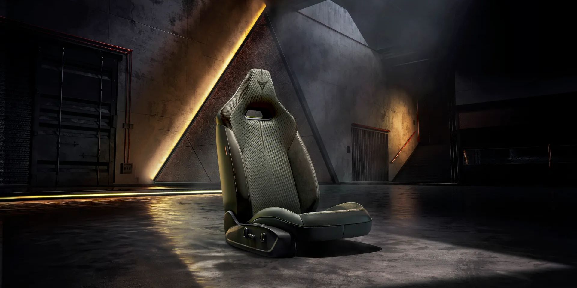 Vista interior para mostrar os estofos Tribe e os detalhes do design dos bancos.