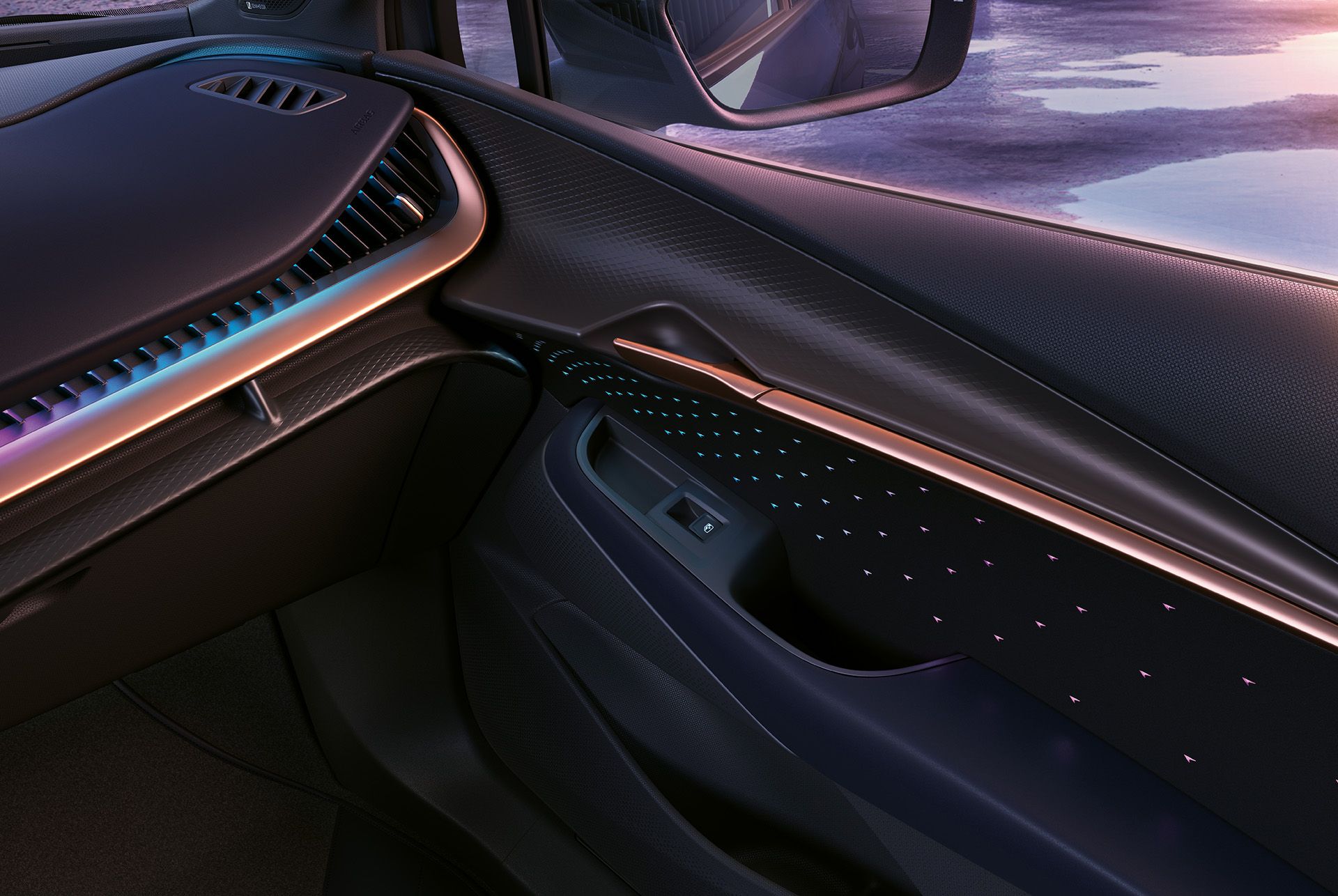 novo cupra tavascan iluminação ambiente interior, passageiro