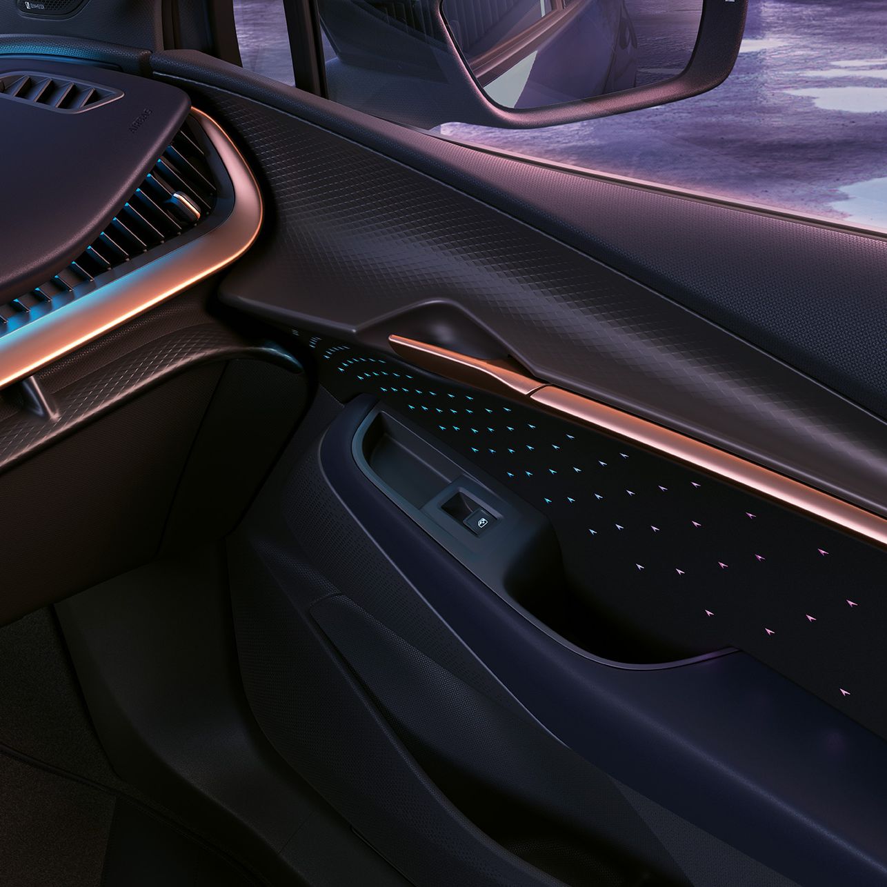 novo cupra tavascan iluminação ambiente interior, passageiro