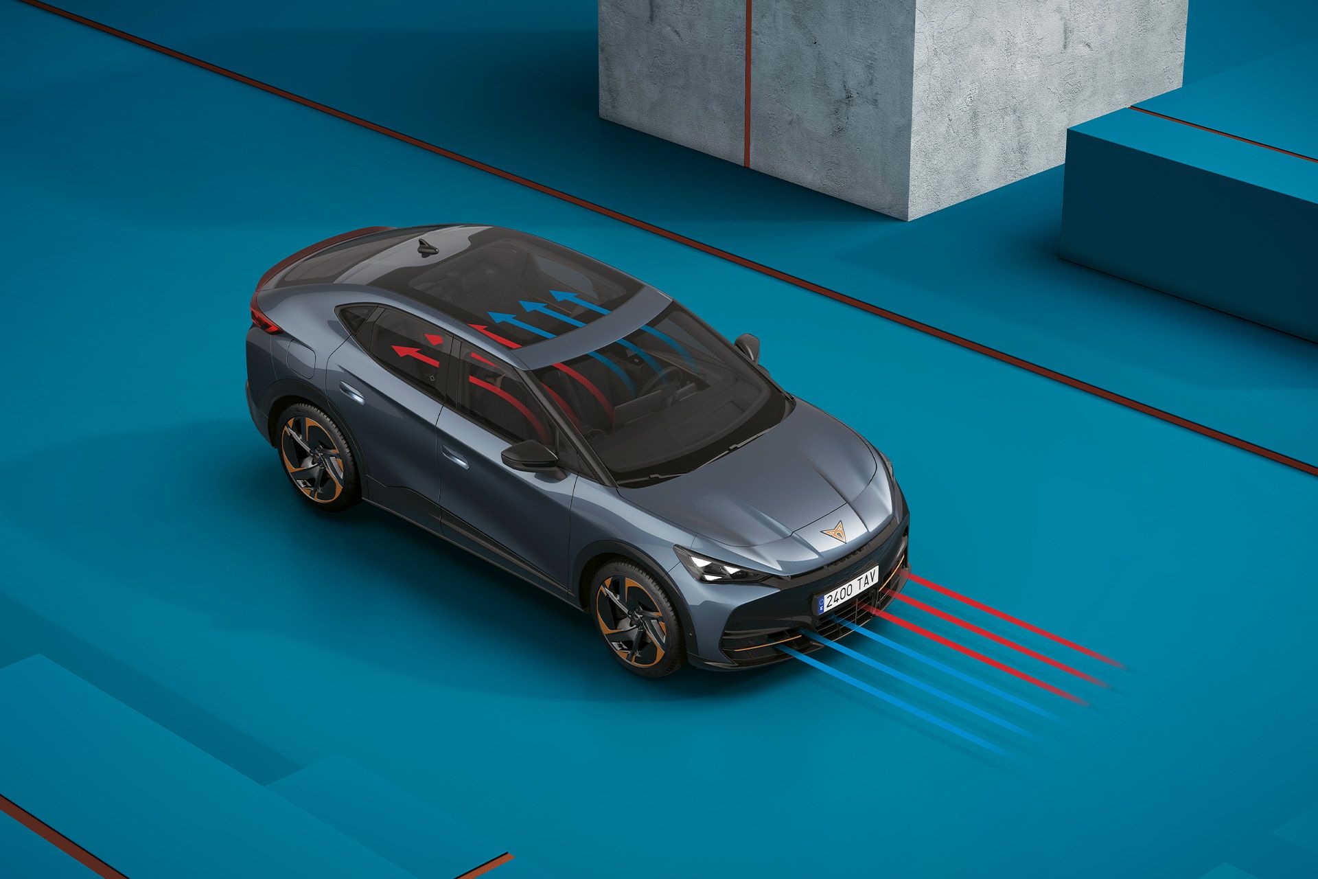 Render do sistema de ar condicionado do CUPRA Tavascan