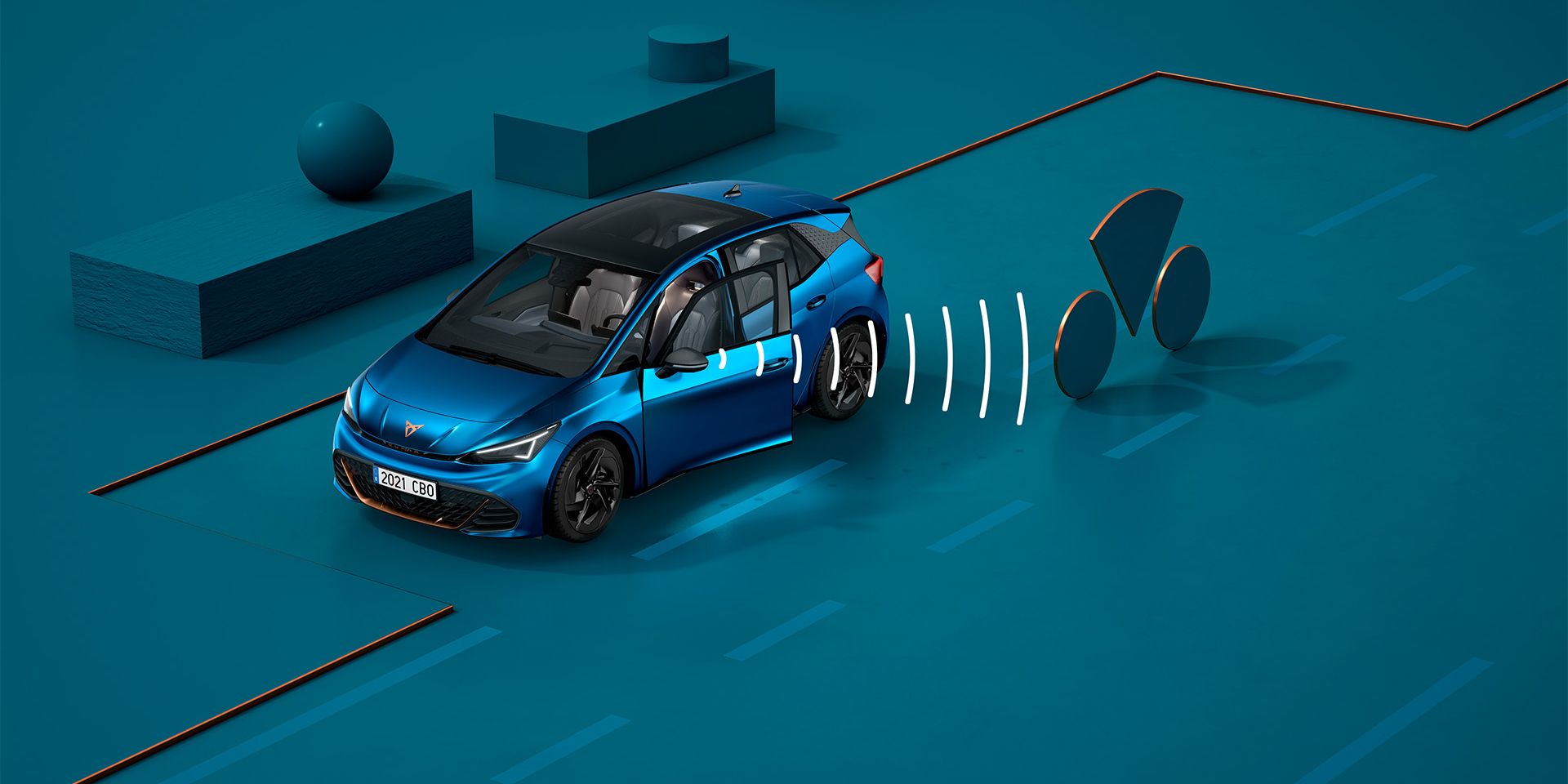 CUPRA Born Azul Aurora com função de assistente de saída