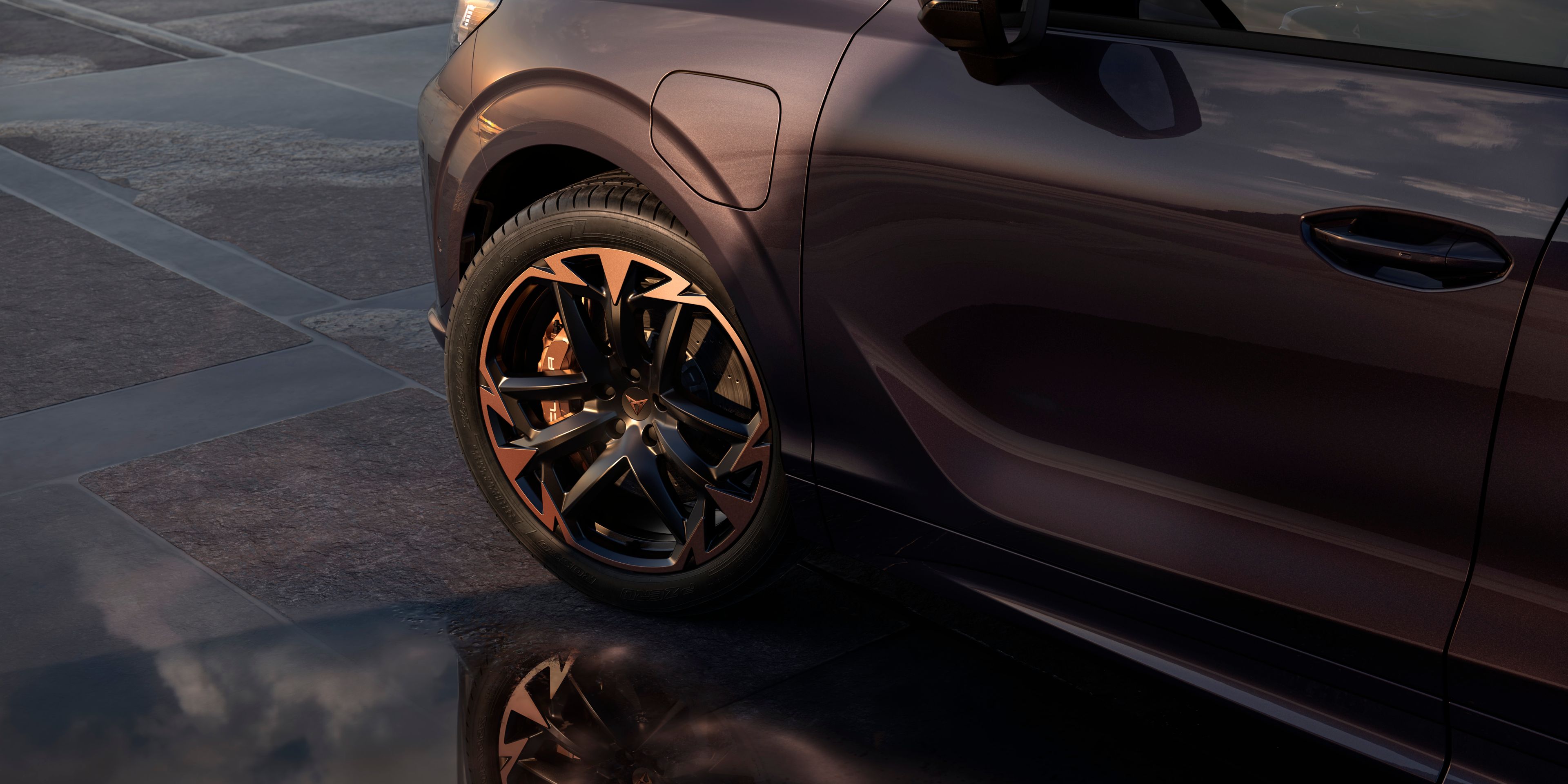 Jantes de liga leve 20" Vortex em preto com detalhes em cobre do CUPRA Terramar