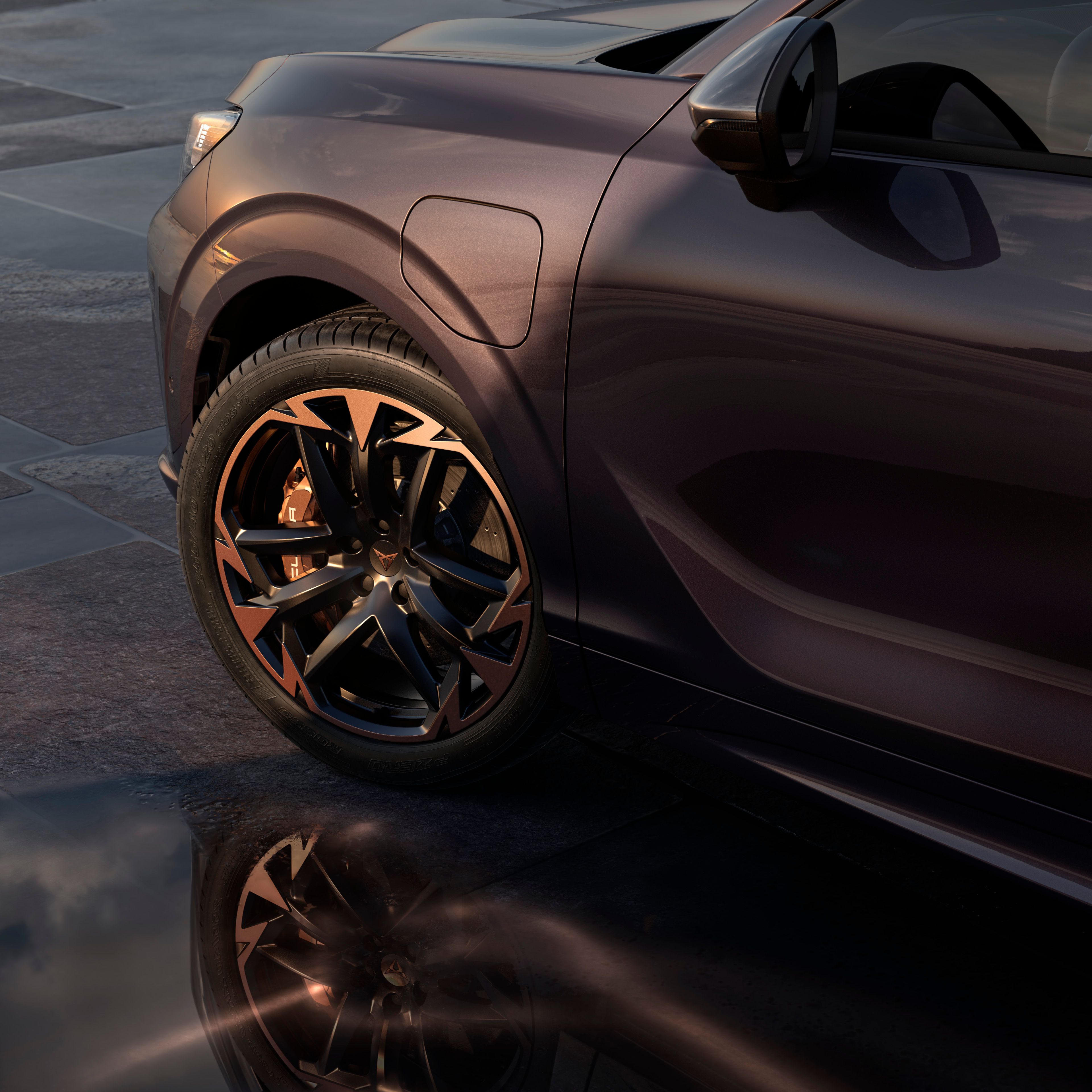 Jantes de liga leve 20" Vortex em preto com detalhes em cobre do CUPRA Terramar