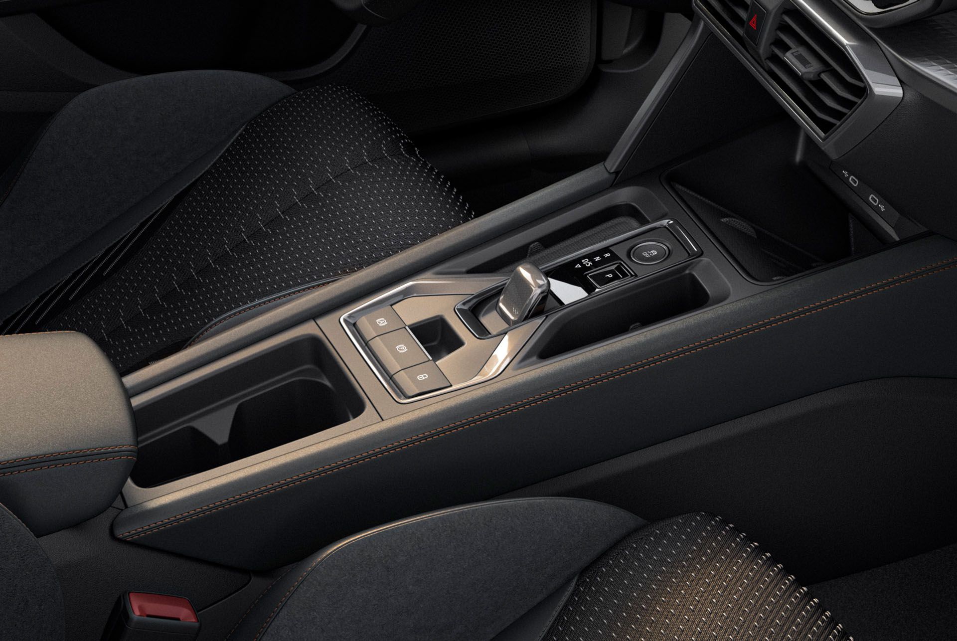 Plano da consola central interior do novo CUPRA Formentor no automóvel, design do interior