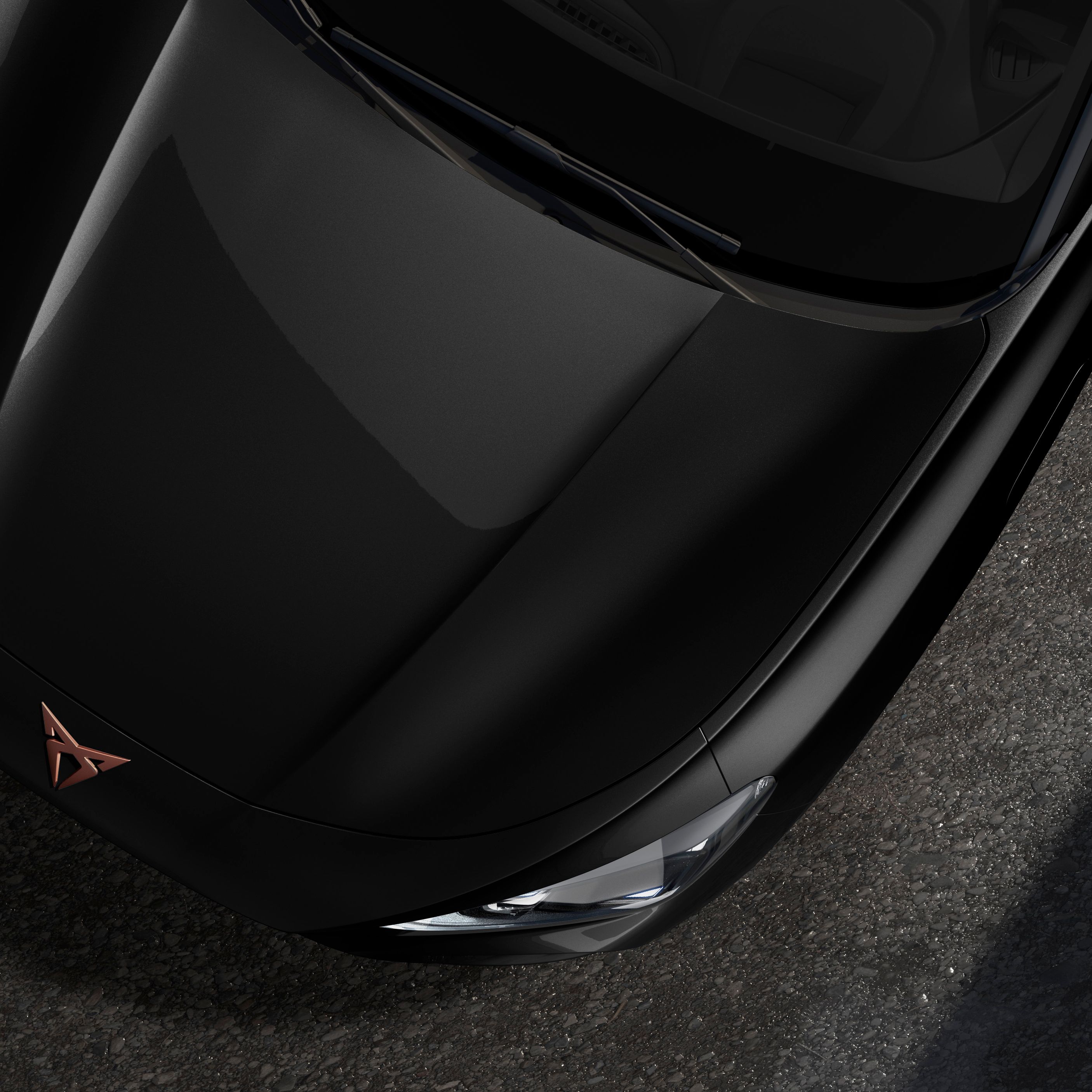 Vista frontal do CUPRA Terramar em Preto Midnight  