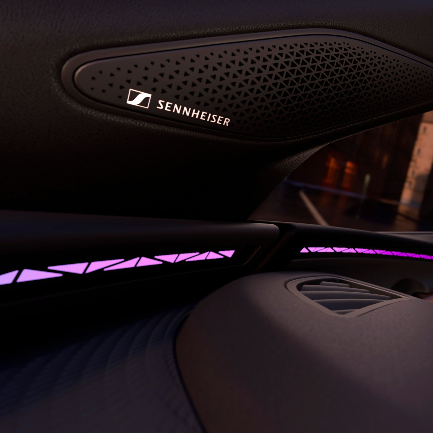 Innenansicht des CUPRA Raval mit Fokus auf End Sennheiser AMBEO Immersive Sound System 