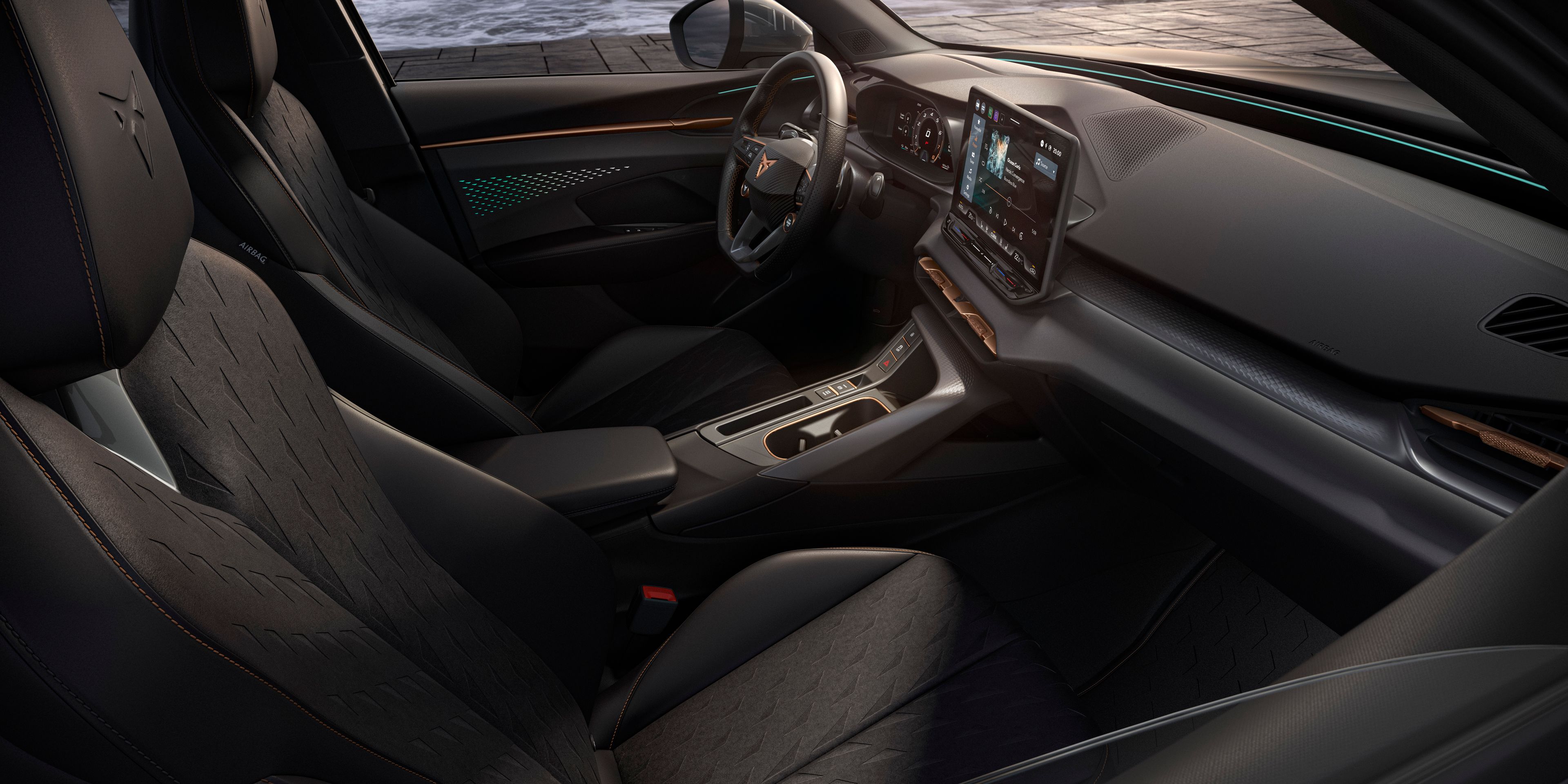 CUPRA Terramar com interior Moon Light com bancos dinamica em microfibra reciclada em preto/cinzento